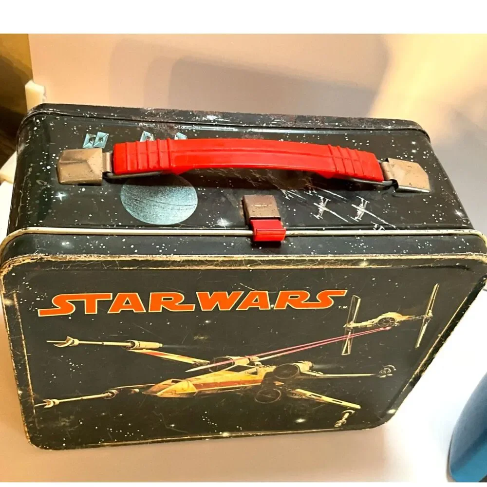 1977 Star Wars Lunch Box Darth Vader Princess Leah Luke Skywalker with thermos